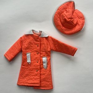 Vintage 1969 Barbie Doll Clone Shillman Neon Orange Faux Leather Coat and Hat
